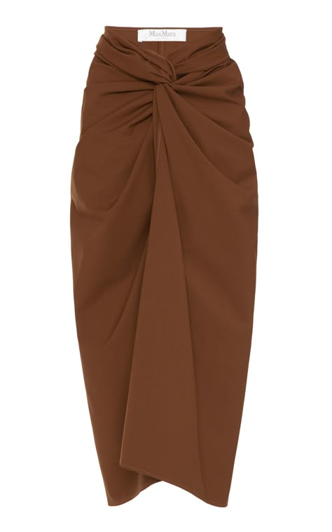 Max Mara Tacito Knotted Cotton-Crepe Midi Skirt Style A Midi Skirt, Skirt Diy, Designing Ideas, Moda Chic, Skirt Pleated, Rock Chic, Modest Fashion Outfits, Dresses Ideas, Skirt Design