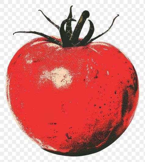 Red Illustration Aesthetic, Tomato Png, Tomato Aesthetic, Tomato Graphic, Tomato Illustration, Tomato Drawing, Food Collage, Red Illustration, Food Vintage