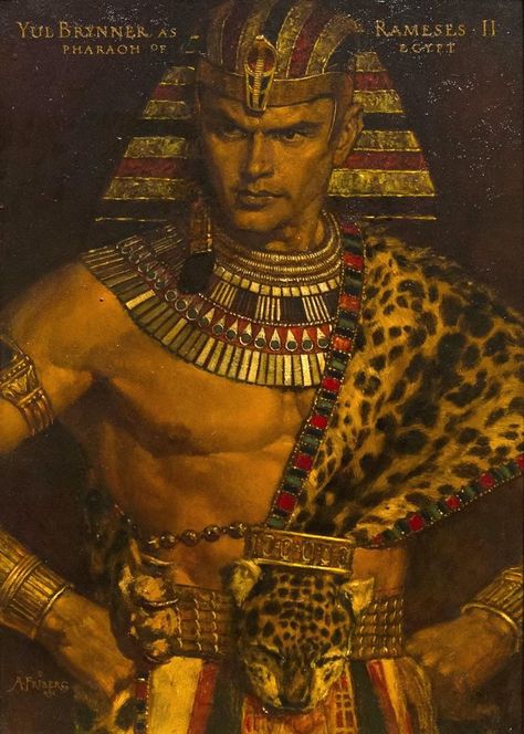 Yul Brynner as Ramses II by  Arnold Friberg Sejarah Asia, Egypt Concept Art, Egypt Aesthetic, Egyptian Fashion, Yul Brynner, Ramses Ii, Ancient Egypt Art, Egyptian Pharaohs, Ten Commandments