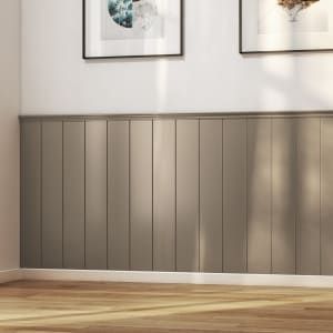 Kitchen Feature Wall Panelling, Kitchen Wall Panelling Ideas, Half Wall Tongue And Groove Panelling, Kitchen Panelling Wall, Hallway Cladding Ideas, Small Room Panelling Ideas, Panneling Rooms Bedroom Wood, B&q Panelling, Tongue And Groove Dining Room