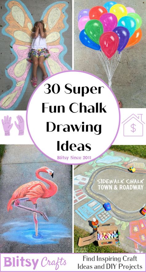 30 Super Fun Chalk Drawing Ideaseasy chalk art ideas - chalk drawing ideas for sidewalk Drawing With Chalk Side Walk, Chalk Art On Sidewalk, Chalk Art Techniques, Beginner Sidewalk Chalk Art, Chalk Picture Ideas, Side Walk Chalk Art Ideas Cool, Driveway Chalk Art Ideas, Sidewalk Chalk Art Ideas For Kids, Sidewalk Chalk Art Back To School