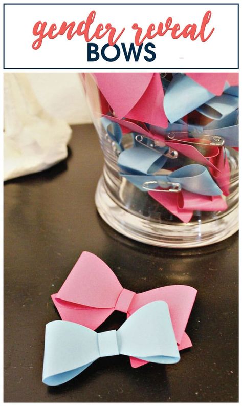 Come and make your own gender reveal pins and bowtie printable for your next baby gender reveal party to help people declare Team Boy or Team Girl. #genderrevealpins #genderrevealparty Baby Reveal Party Decorations, Team Boy Or Team Girl, Diy Gender Reveal, Gender Reveal Pins, Gender Reveal Diy, Simple Gender Reveal, Creative Gender Reveals, Paper Bows, Gender Reveal Party Favors