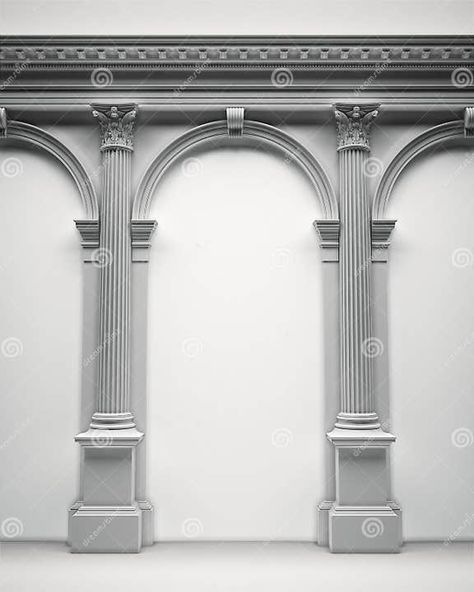 Corinthian Columns with an Arcade Stock Illustration - Illustration of classical, greek: 11506885 Architectural Figures, Interior Pillars, Rome Architecture, Corinthian Columns, Classic Column, Compound Wall Design, Cornice Design, Architecture Classic, Aesthetic Architecture