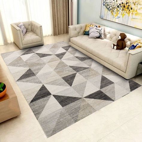 Floor Mat 3D Printing Modern Style Home Living Room Mat - Living Room Mats, Geometric Pattern Rug, Indoor Mat, Geometric Carpet, Grey Style, Trendy Living Rooms, Home Decor Sale, Modern Carpet, Study Room