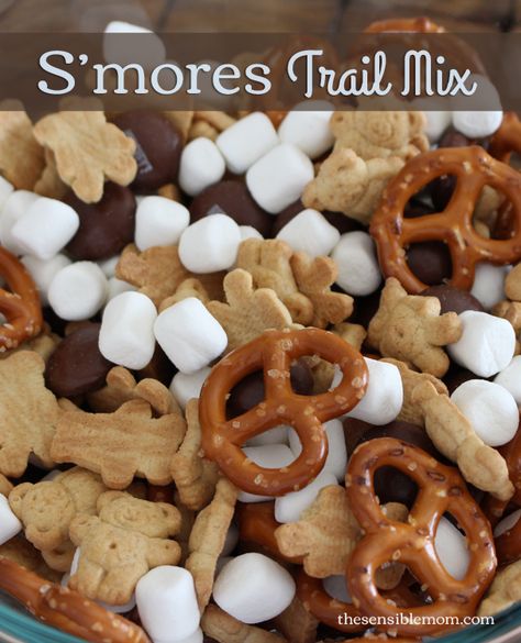 Try this super easy and fun S'mores Trail Mix Recipe. It's ready in minutes and great for parties! - 1 cup mini marshmallows 1 cup Teddy Grahams 1 cup mini pretzels 1 bag Hershey's Milk Chocolate drops, 8 oz. Trail Mix Recipe, Smores Bar, Chocolate Drops, Trail Mix Recipes, Teddy Grahams, Easy Camping Meals, Mini Pretzels, Snack Mix Recipes, S'mores Bar