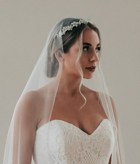 Bride Hair With Headband And Veil, Tiara With Veil Wedding, Veil And Headband, Veils Bridal With Headband, Hair Vine With Veil, Bridal Crown With Veil, Wedding Updo With Headband And Veil, Wedding Hair Headband Veil, Wedding Veils Headband