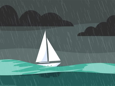 Animated Gift Art, River Animation, Boat In A Storm, Boat Animation, Ocean Animation, Storm Illustration, Wave Gif, Wave Animation, Boat Video