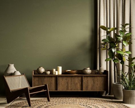 Olive Shade Behr, Olive Color Paint, Olive Wall Living Room, Olive Green Dining Room Decor, Olive Paint Living Room, Olive Room Decor, Olive Green Interior Paint, Olive Green Sitting Room, Olive Home Decor