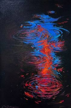 Dichromatic Paintings, Rain Abstract Painting, Black And Red Painting Ideas, Abstract Painting Nature, Red And Black Drawings, Expressionism Art Ideas, Expressionism Artists, Futurism Painting, Painting Of Rain