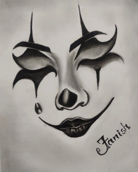 Ff Drawing, Chicano Love Art Drawings, Halloween Zeichnungen, Jester Tattoo, Baddie Stuff, Tattoo Colors, Gangster Drawings, Graffiti Drawings, Easy Graffiti