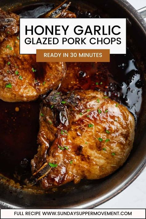 Honey Glazed Pork Chops Pork Chops Balsamic Glaze, Honey Soy Glaze, Garlic Honey Pork Chops, Honey Glazed Pork Chops, Glazed Pork Chops Recipes, Honey Pork Chops, Rosemary Pork Chops, Oven Pork Chops, Garlic Pork Chops