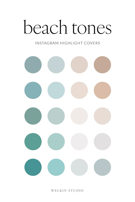 Coastal Design Color Palette, Coastal Hex Codes, Insta Highlight Cover Beach, Coastal Beach Color Palette, Beachy Instagram Highlight Covers, Beach Colours Palette, Beach Tones Colour Palettes, Light Blue Brand Color Palette, Coastal Granddaughter Color Palette