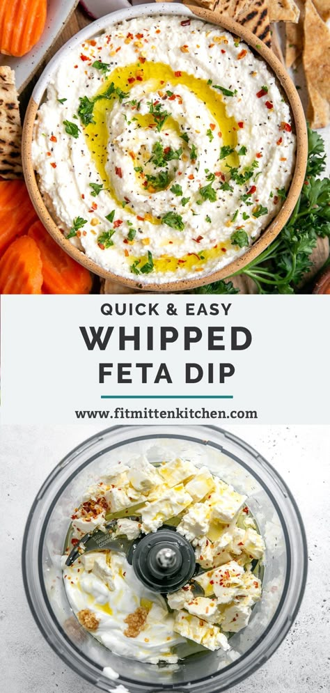 Feta Dipping Sauce, Creamy Whipped Feta Dip, Easy Feta Dip, Creamy Feta Dip, Pita Dip, Whipped Feta Dip, Fit Mitten Kitchen, Feta Recipes, Feta Dip