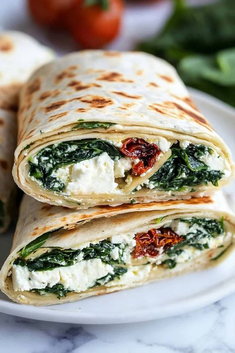 Copycat Starbucks Spinach Feta Wrap - Insanely Good Spinach Feta Wrap Starbucks, Flatbread Wrap Recipes, Spinach Feta Wrap, Feta Wrap, Feta Breakfast, Breakfast Wraps Recipes, Healthy Breakfast Wraps, Mushroom Quesadillas, Olive Oil For Cooking