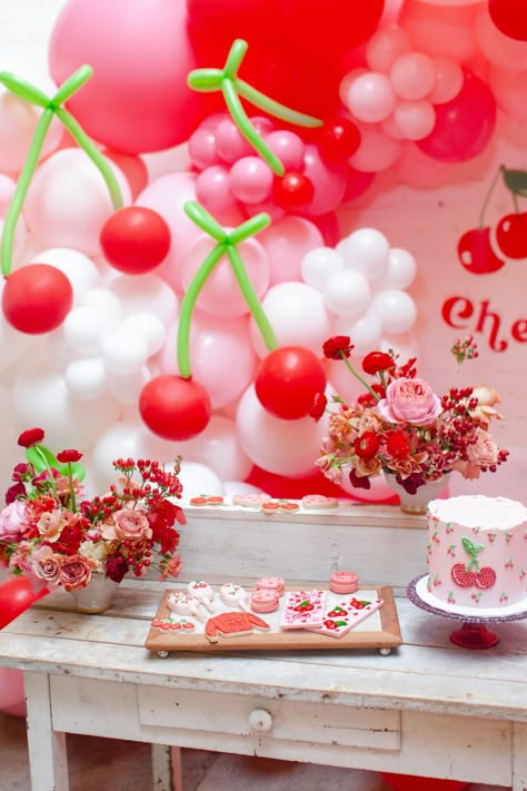 Cherry Birthday Party, Cherry Birthday, Cherry Party, Kids Valentine Party, Cherry Theme, Backdrops Kids, Party Picks, Valentine's Party, Cherry Baby