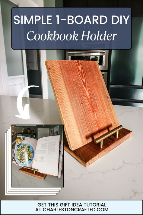 Diy Cookbook Stand Wood, Cook Book Stand Diy, Recipe Book Holder Diy, Cookbook Holder Diy, Cookbook Stand Diy, Kitchen Cookbook Display, Diy Cookbook Stand, Cookbook Display, Making A Cookbook