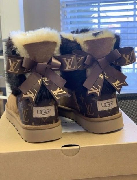 Boots With Bows, Cute Uggs, Pretty Sneakers, Jordan Shoes Girls, Pretty Shoes Sneakers, Fresh Shoes, Hype Shoes, Girly Shoes, Louis Vuitton Boots