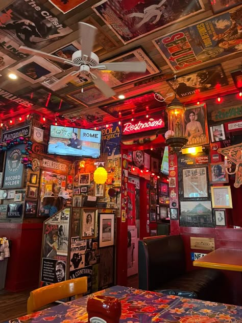 Basement Dive Bar Ideas, Dive Bar Aesthetic Basement, Punk Bar Aesthetic, Dive Bar Basement, Dive Bar Decor, Dive Bars Aesthetic, Retro Bar Aesthetic, Biker Bar Aesthetic, American Restaurant Design