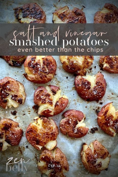 Salt Potatoes, Salt And Vinegar Potatoes, Paleo Soups, Salted Potatoes, Crushed Potatoes, Paleo Sides, Salt And Vinegar, Winter Meals, Dumpster Fire