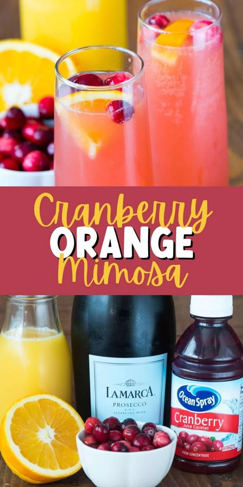 Cranberry Bellini, Orange Mimosa, Bagel Bar, Mimosa Recipe, Fingerfood Party, Christmas Cocktail, Fancy Drinks, Christmas Brunch, Cranberry Orange