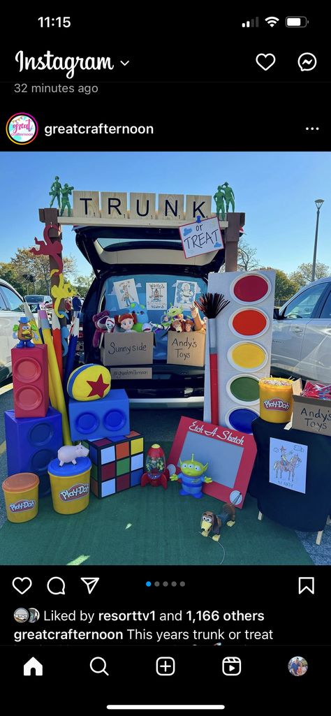 Toy Story Theme Halloween Costumes, Trunk Or Treat Ideas 2024, Truck Trunk Or Treat Ideas, Trunk Or Treat Toy Story, Toy Story Trunk Or Treat Ideas, Church Trunk Or Treat Ideas, Trunk And Treat Ideas, Trunk Or Treat Car Ideas, Up Movie House