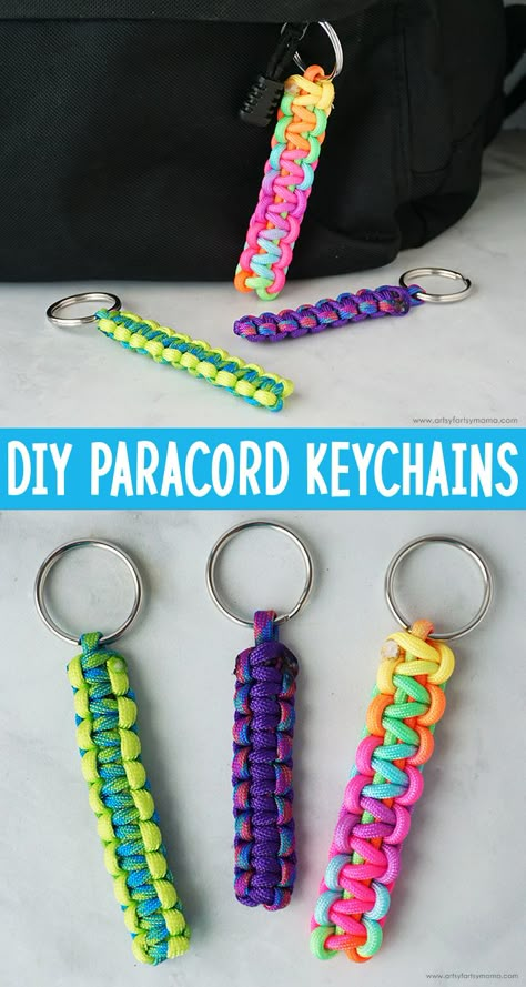 Tying Paracord Knots, Parachute Cord Keychain Diy, Paradors Keychain, Parachute Cord Keychain, Macrame Ideas To Sell, Vbs Crafts For Teens, Paracord Projects Diy Tutorials, Paracord Projects Diy Easy, Shoelace Crafts