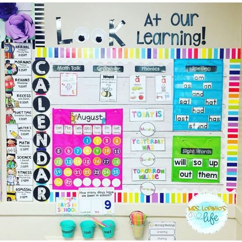 Kindergarten Bulletin Boards Focus Walls, 1st Grade Board Ideas, Weekly Focus Board Preschool, Focus Wall Kindergarten, Morning Meeting Bulletin Board, Weekly Focus Board, First Grade Bulletin Board Ideas, Focus Wall Classroom, Classroom Setup Elementary