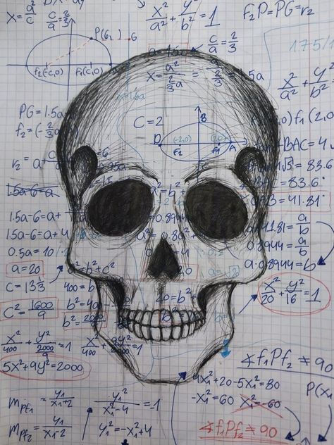 Complex Drawings Sketch, Sketches On Homework, Drew Core Aesthetic, Drawing On Homework, Math Drawings Sketch, Homework Sketches, Skull Drawing Aesthetic, Weirdcore Drawings Sketch, Math Art Drawing