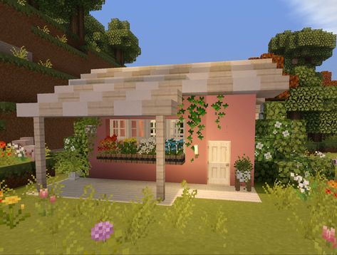 Cute Minecraft Park Ideas, Cute And Simple Minecraft Houses, Rumah Aesthetic Minecraft, Cute Builds Minecraft, Casa Minecraft Aesthetic, Minecraft Houses Aesthetic, Cute Minecraft Builds, Casa Minecraft, Minecraft Decoration