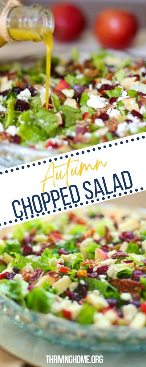 Autumn Chopped Salad, Salad With Apple Cider Vinaigrette, Autumn Vegetables, Chopped Salad Recipe, Apple Cider Vinaigrette, Autumn Salad Recipes, Cider Vinaigrette, Thanksgiving Salad, Resep Salad