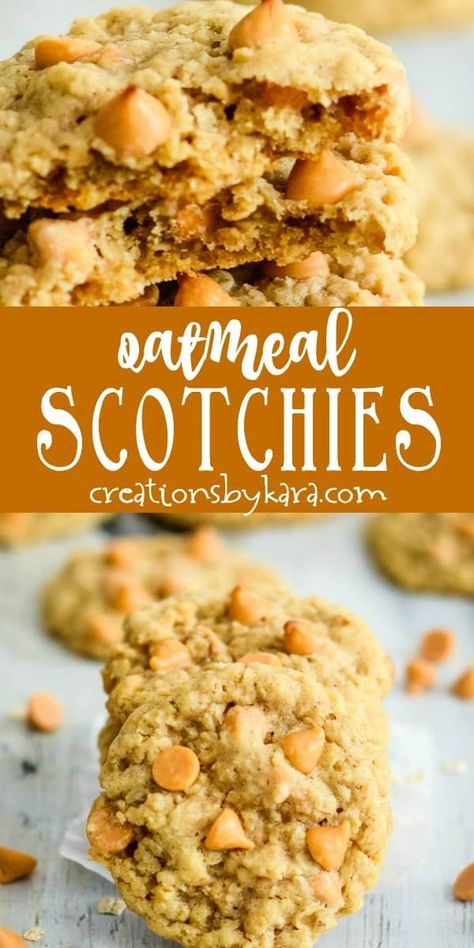 Butterscotch Oatmeal Cookies, Butterscotch Oatmeal, Oatmeal Scotchies, Oatmeal Butterscotch Cookies, Butterscotch Cookies, Dessert Cookies, Delectable Desserts, Food Stamps, Butterscotch Chips