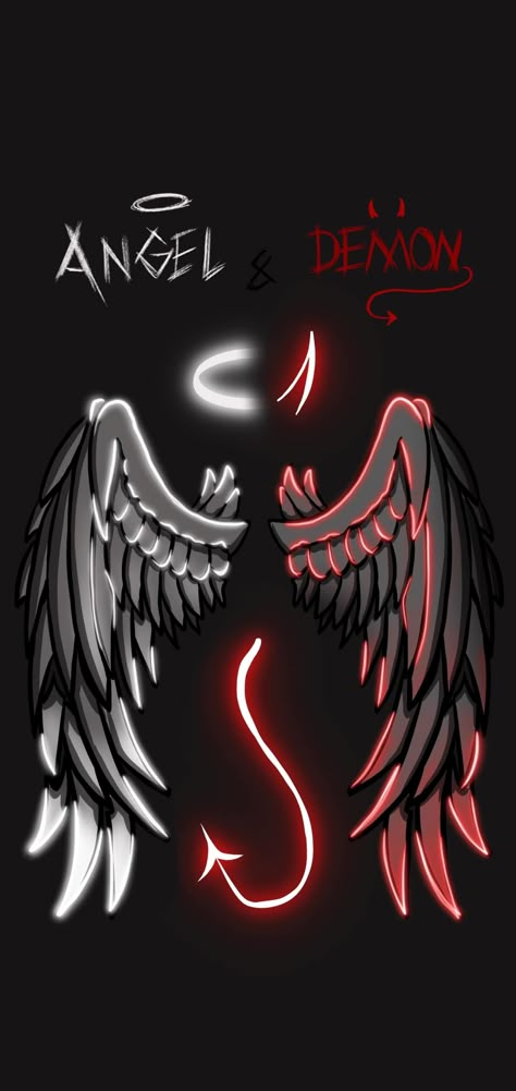 Angel Black And White Aesthetic, Demon Angel Art, Angel And Devil Wallpaper, Devil Aesthetic Wallpaper, Devil Wallpaper Aesthetic, Demon And Angel Love, Demon Love Art, Demonic Pictures, Angel Devil Aesthetic