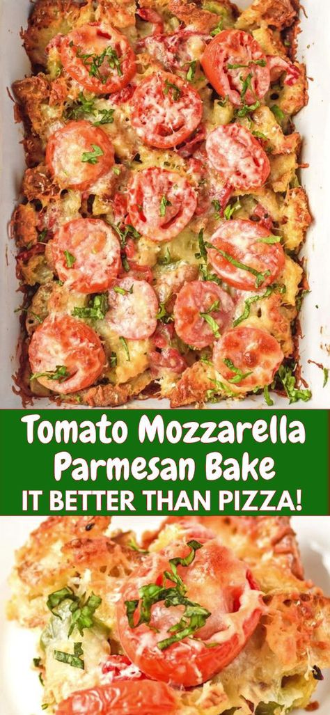 Mozzarella Dinner Recipes, Tomato Mozzarella Bake, Southern Casseroles, Summer Casseroles, Melting Cheese, Cauliflowers, Mozzarella Pizza, Food Recipes Healthy, Tomato Dishes