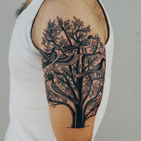 Egyptian tree of life, start of a sleeve on Thomas. Looking forward to continuing this one! Done @sangbleutattoolondon — For bookings in LONDON : antoine.larrey@gmail.com . . . #antoinelarrey #sangbleu #tattoo #london #ttt #tttism #blkttt Earthy Tattoos, Thigh Tat, Tattoo Tree, Arm Tats, Traditional Sleeve, Old School Tattoo Designs, Tree Of Life Tattoo, Traditional Tattoos, American Traditional Tattoo