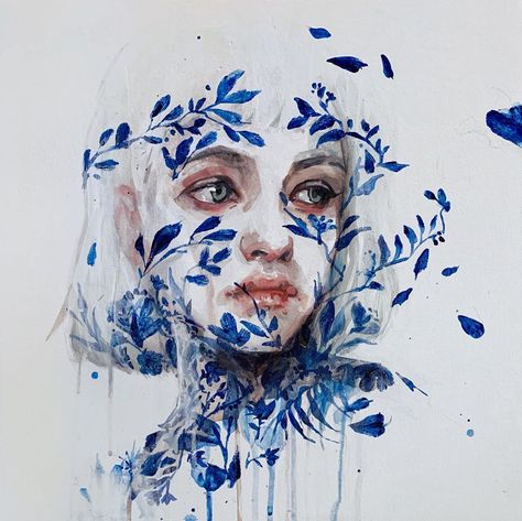 agnes cecile on Instagram: “Old style, new painting. 50x50 cm acrylic blue-leaves portrait of @unpesos  #acrylicpainting #acrylic #portrait #agnescecile…” Silvia Pelissero, Agnes Cecile, Acrylic Portrait, New Painting, Print Artwork, Ap Art, Blue Leaves, Wassily Kandinsky, Watercolor Portraits