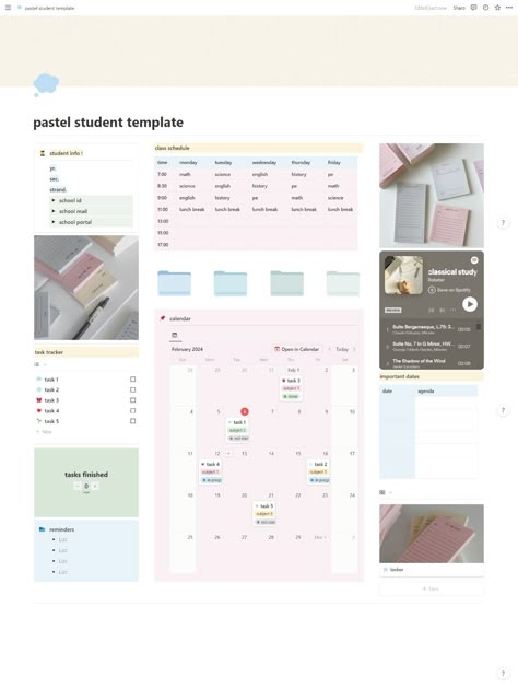 #Pastel #Notion_Template_Minimalist #Student_Notion_Template #Student_Notion Minimalist Notion Template, Simple Notion Template, Academic Template, Student Notion Template, Minimalist Notion, Study Sessions Planner, Student Dashboard, Life Planner Organization, Student Info