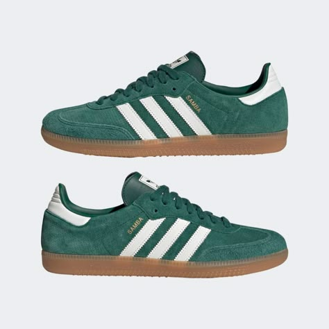 Green Adidas Shoes, Green Core, Samba Shoes, Samba Outfit, Adidas Shoes Mens, Adidas Samba Og, Swag Shoes, Adidas Samba Sneakers, Green Shoes