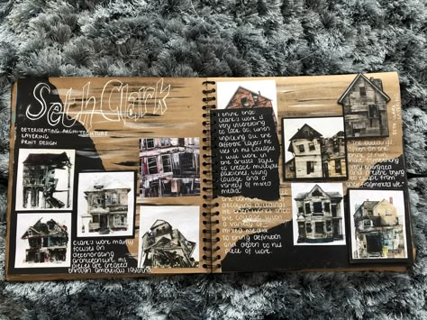 Artist Research Page- Seth Clark - GCSE Art 2019💕 Seth Clark Artist Research, Gcse Art Landscape Sketchbook, Textiles Designer Research Page, Art Book Front Cover Ideas Gcse, Architecture Research Page, Seth Clark Art, Artist Studies Gcse, Architecture Artists Gcse, Gcse Art Architecture Mindmap