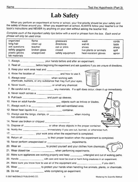 Lab Equipment Worksheet Answer Key Lovely 9 Best Of Chemistry Lab Equipment Worksheet | Chessmuseum Template Library Science Lab Safety Rules, Scientific Method Printable, Science Lab Safety, Lab Safety Rules, Free Science Worksheets, Science Safety, Scientific Method Worksheet, Biology Worksheet, Biology Classroom