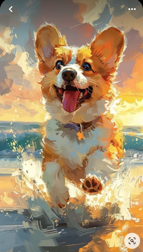 Dog Portraits Illustration, Animal Paintings Acrylic, Dog Portraits Painting, Dog Portraits Art, Corgi Art, Dragon Artwork Fantasy, 강아�지 그림, Animal Illustrations, Digital Assets