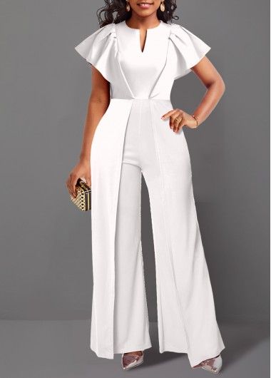 Vintage Jumpsuits For Women, White Jumpsuit Outfit Casual, Jump Suites Elegant, Trending Two Piece Outfits, Elegant Jumpsuit Classy, Jumpsuit Outfit Party, White Jumpsuit Outfit, Women Jumpsuit Outfits, All White Jumpsuit