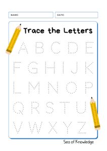 Name Tracing Printables and Ideas for Preschool - Sea of Knowledge Writing Worksheets Kindergarten, Prewriting Worksheets, Abc Tracing, Abc Worksheets, Letter Tracing Worksheets, Tracing Worksheets Preschool, Free Preschool Worksheets, Alphabet Tracing Worksheets, Alphabet Worksheets Preschool