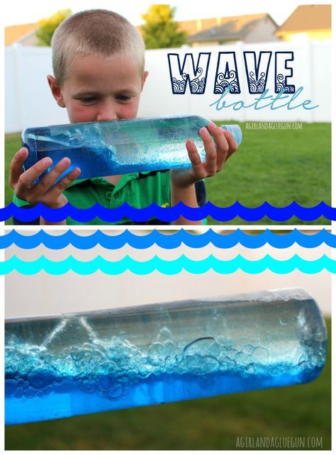 How to make a homemade wave bottle with kids! Beach Crafts For Kids, Sensory Bottles, Vbs Crafts, Ocean Crafts, Beach Crafts, Camping Crafts, Beach Kids, Bible School, Sensory Activities