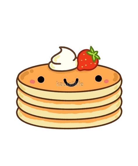 "Kawaii Pancake Stack" by kawaiilife | Redbubble Kawaii Art Cute Food, Pancake Doodle, Kawaii Pancakes, Kawaii Doodles Cute, Apps Kawaii, Pancake Drawing, Kawaii Girl Drawings, Paper Squishy, Delicious Pancakes