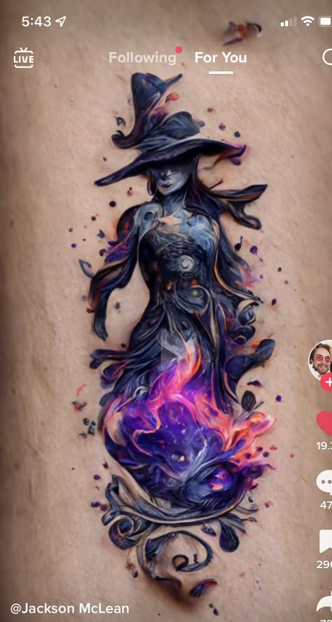 Wicked Musical Tattoo, Wiccan Tattoos, Vegan Tattoo, Witch Tattoo, Fire Tattoo, Cat Tattoo Designs, Spooky Tattoos, Spiritual Tattoos, 1 Tattoo