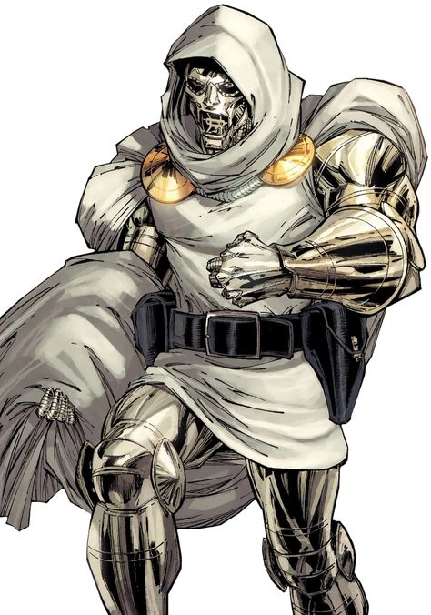 Dr Doom white armor & cloak from Future Foundation Doctor Doom Art, Doctor Doom Marvel, Comic Book Villains, John Romita Jr, Dr Doom, Doctor Doom, Marvel Tattoos, Marvel Artwork, The Punisher