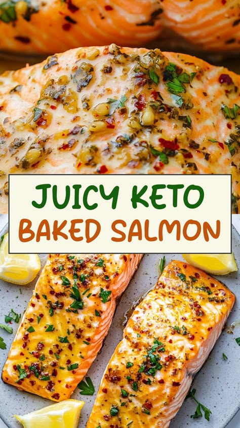 Discover the perfect recipe for a light and flavorful dinner with this keto baked salmon. Delight your taste buds with this easy-to-make dish that's both healthy and delicious. Treat yourself to a mouthwatering meal packed with omega-3 fatty acids, without compromising on taste. Elevate your dining experience with this simple yet elegant recipe that pairs perfectly with a side of fresh salad or roasted vegetables. Enjoy the tender and juicy salmon fillet, seasoned to perfection and baked to gold Juicy Baked Salmon, Frozen Salmon Fillets Recipes, Low Carb Salmon Meals, Baked Salmon Recipes Oven Foil, Salmon Dish Ideas, Salmon Recipes Low Calorie, Easy Salmon Recipes Skillet, Easy Salmon Dinner Recipes, The Best Salmon Recipe