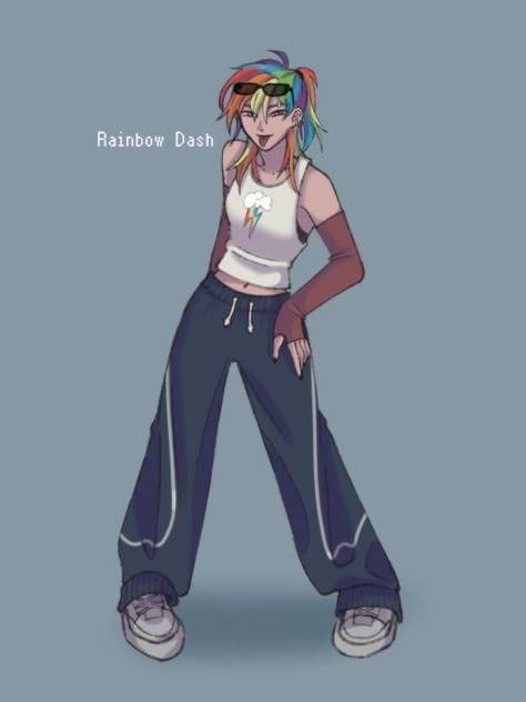 Mlp Rainbow Dash Genderbend, Rainbow Dash Redesign Human, My Little Pony Drawing Human, Mlp Fan Art Rainbow Dash, Rainbow Dash As A Human, Human Rainbow Dash Fanart, Human Rainbowdash, Rainbow Dash Inspired Outfits, Mlp Rainbow Dash Human