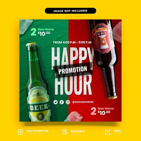 Beer Promotion Design, Beer Menu Design Ideas, Beer Ads Design, Beer Ads Creative, Beer Social Media Design, Beer Promotion Poster, Beer Social Media Post, Bar Social Media Design, Beer Design Ideas