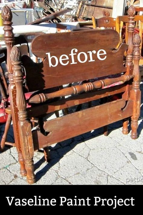 Refinishing Wood Bed Frame, Refinish Bed Frame, Painting A Bed Frame, Antique Bed Makeover, Refinished Bed Frame, Painted Bedhead, Painting Bed Frame, Chalk Paint Bed Frame, Bedframe Makeover